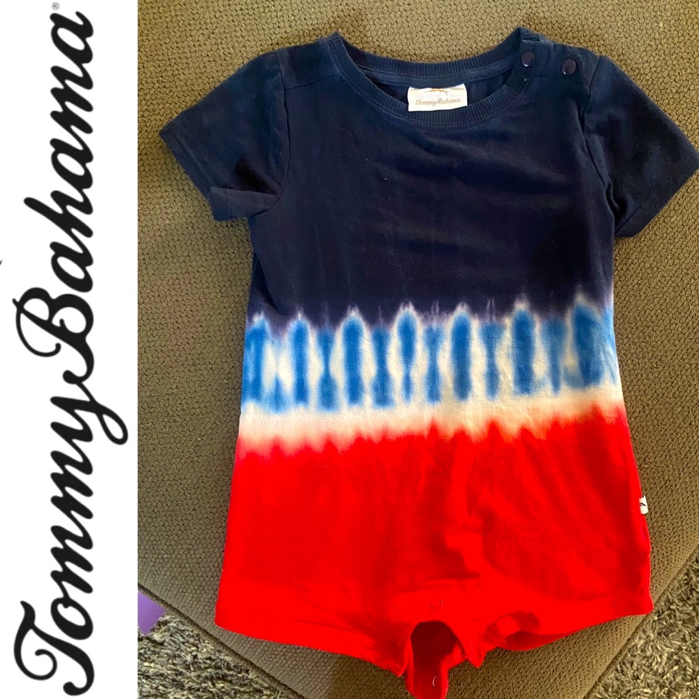 TOMMY BAHAMA BOYS 4th of July 12 month 12m Red white blue onesie tie die